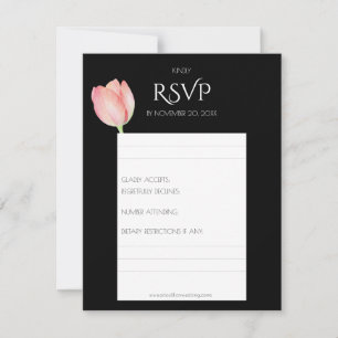 Elegant Pink tulip - minimalist modern wedding RSVP Card