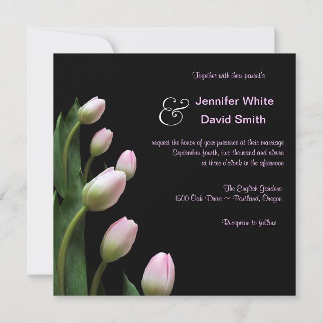 ELegant Pink Tulip Wedding Invitation (Front)