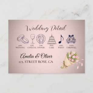 Elegant Pink Tulips Bouquet Wedding Detail Enclosure Card