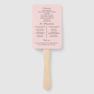Elegant Pink Tulips Bouquet wedding program Hand Fan