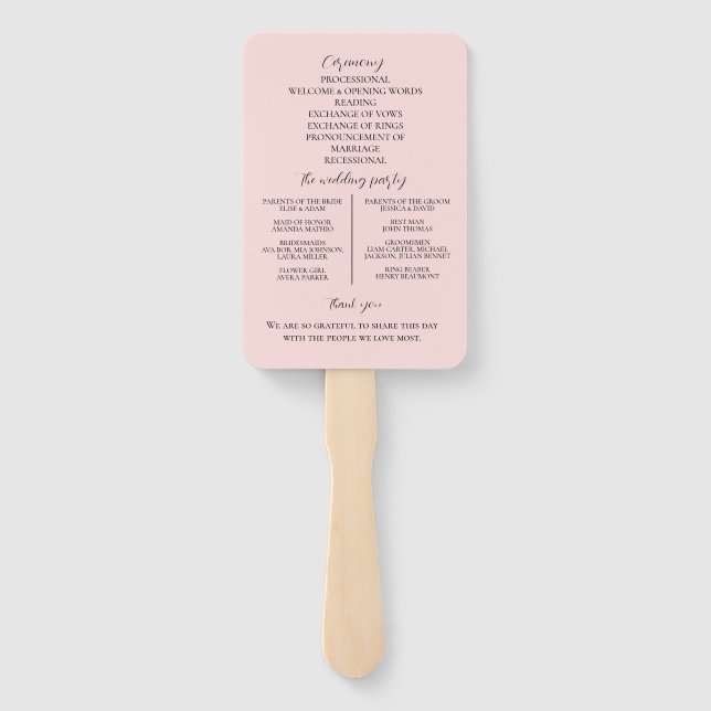 Elegant Pink Tulips Bouquet wedding program  Hand Fan (Back)