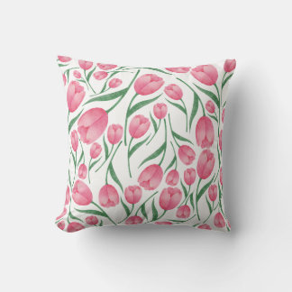 Elegant Pink tulips pattern floral Cushion