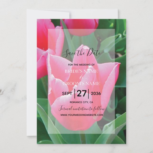 Elegant Pink Tulips Wedding Invitations (Front)
