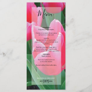 Elegant Pink Tulips Wedding Menu