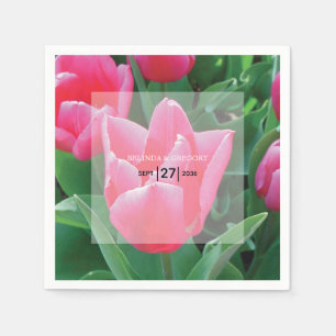 Elegant Pink Tulips Wedding Napkin