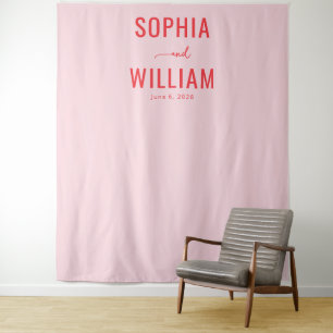 Elegant Pink Typographic Banner Tapestry