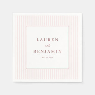 Elegant Pink Typographic Stripes Napkin