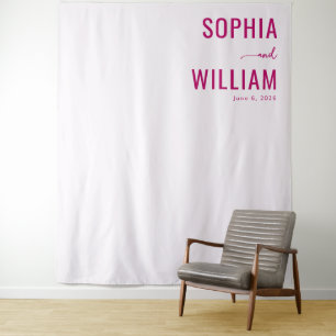Elegant Pink Typographic Wedding Sign Tapestry