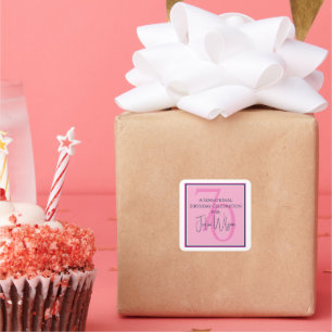Elegant Pink Typography 70th Birthday Party Square Sticker