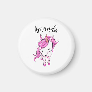 Elegant Pink Unicorn Girl Name Magnet