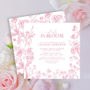 Elegant Pink Victorian Floral Baby In Bloom Invitation