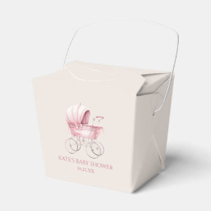Elegant Pink Vintage Baby Carriage Baby Shower Favour Box