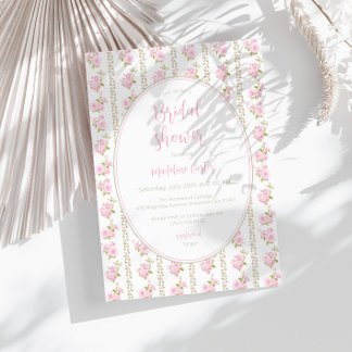 Elegant Pink Vintage Floral Bridal Shower Invitation