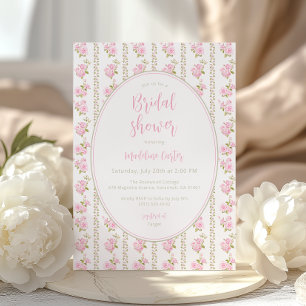Elegant Pink Vintage Floral Bridal Shower Invitation