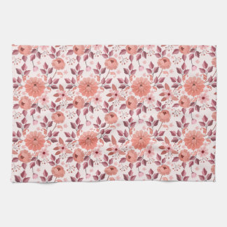 Elegant Pink Vintage Rose Flowers Tea Towel