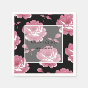 Elegant Pink Vintage Roses Wedding Napkin