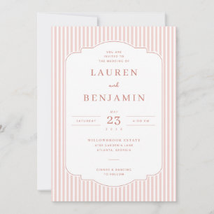Elegant Pink Vintage Stripes Invitation