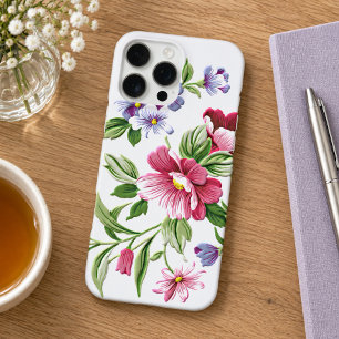 Elegant Pink Violet Purple Floral Art Pattern iPhone 16 Pro Max Case