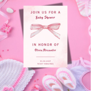 Elegant Pink Watercolor Baby Shower Invitation