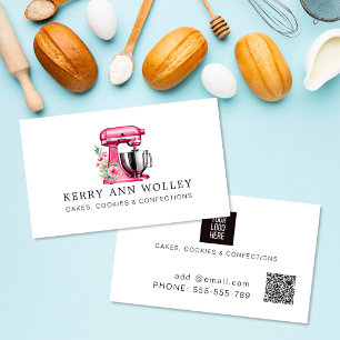 elegant Pink watercolor Bakery & Confections Business Card