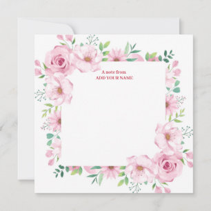 Elegant Pink Watercolor Botanical I Thank You Card
