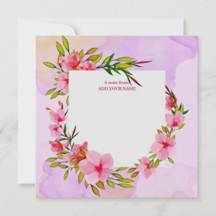 Elegant Pink Watercolor Botanical I Thank You Card