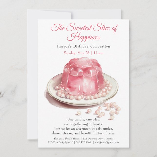 Elegant pink Watercolor Cake Birthday Invitation (Front)