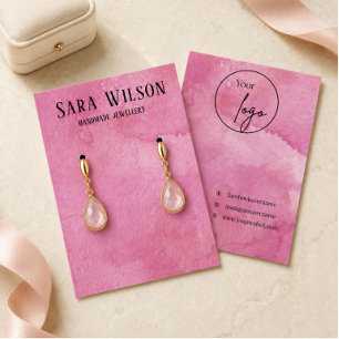 Elegant Pink Watercolor Custom Earring Display Car