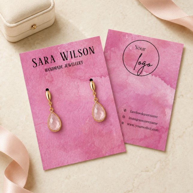 Elegant Pink Watercolor Custom Earring Display Car (Creator Uploaded)