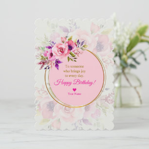 Elegant Pink Watercolor Floral Birthday Invitation