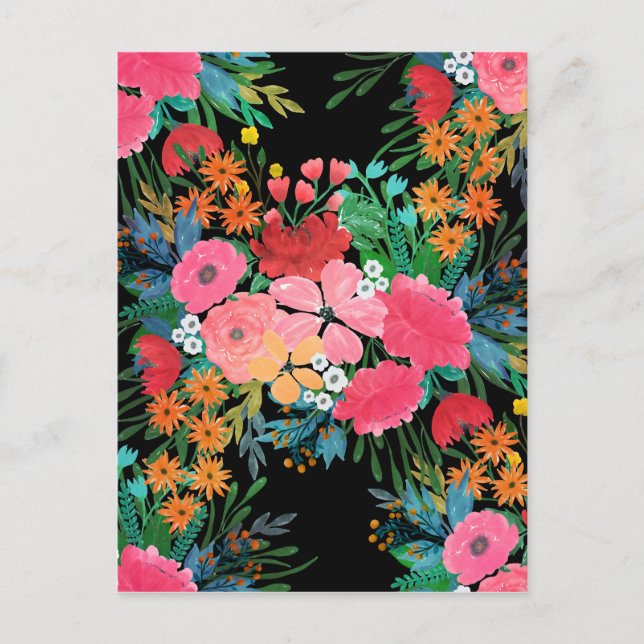 Elegant Pink watercolor Floral Bouquet Design Holiday Postcard (Front)
