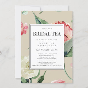 Elegant Pink Watercolor Floral Bridal Shower  Invitation