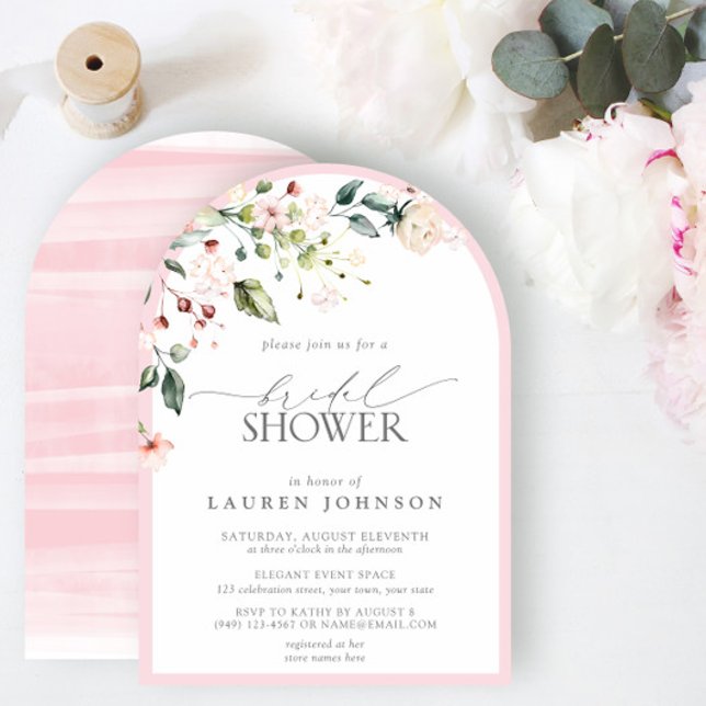 Elegant Pink Watercolor Floral Bridal Shower Invitation (Creator Uploaded)