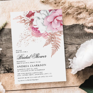 Elegant Pink Watercolor Floral Bridal Shower Invitation