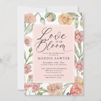 Elegant Pink Watercolor Floral Bridal Shower Invitation