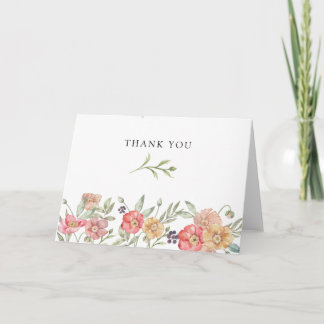 Elegant Pink Watercolor Floral Bridal Shower Thank You Card