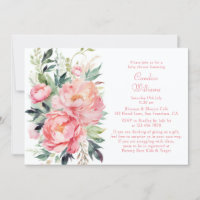 Elegant Pink Watercolor Floral Couples Baby Shower