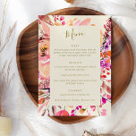 Elegant Pink Watercolor Floral Custom Wedding Menu<br><div class="desc">Elegant 5x7 Modern Pink and Gold Watercolor Floral Simple Custom Wedding Menu</div>