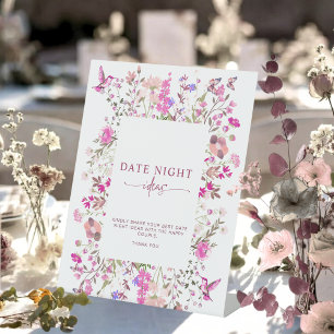 Elegant Pink Watercolor Floral Date Night Ideas Pedestal Sign