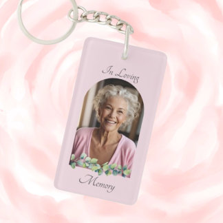 Elegant Pink Watercolor Floral Memorial Keepsake Key Ring