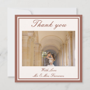 Elegant Pink Watercolor Floral Monogram Wedding Thank You Card