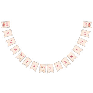 Elegant Pink Watercolor Floral One 1st Birthday Bunting