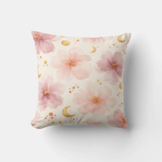 Elegant Pink Watercolor Floral Pattern Cushion