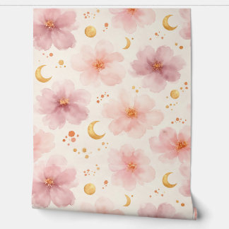 Elegant Pink Watercolor Floral Pattern Wallpaper