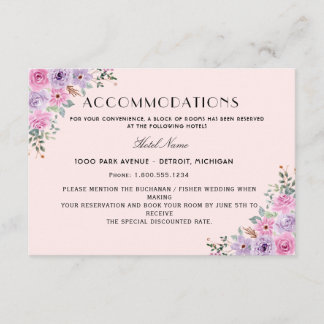 Elegant Pink Watercolor Floral Wedding Enclosure Card