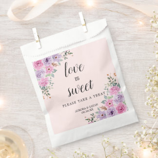 Elegant Pink Watercolor Floral Wedding Favour Bags