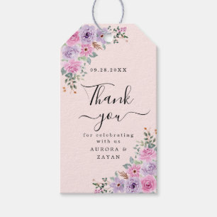 Elegant Pink Watercolor Floral Wedding Gift Tags