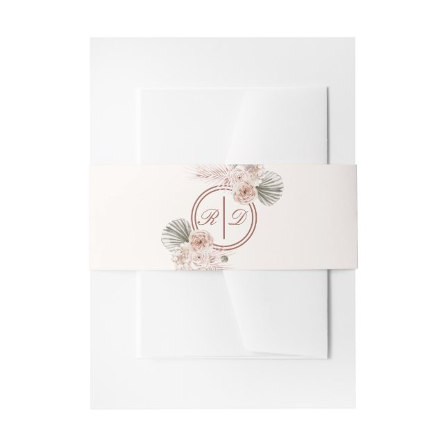 Elegant Pink Watercolor Floral Wedding Invitation Belly Band (Front Example)