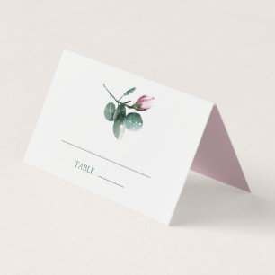 Elegant Pink Watercolor Floral Wedding Place Card