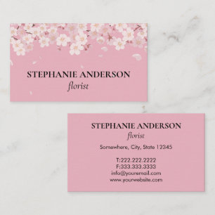 Elegant Pink Watercolor Florist Business Card